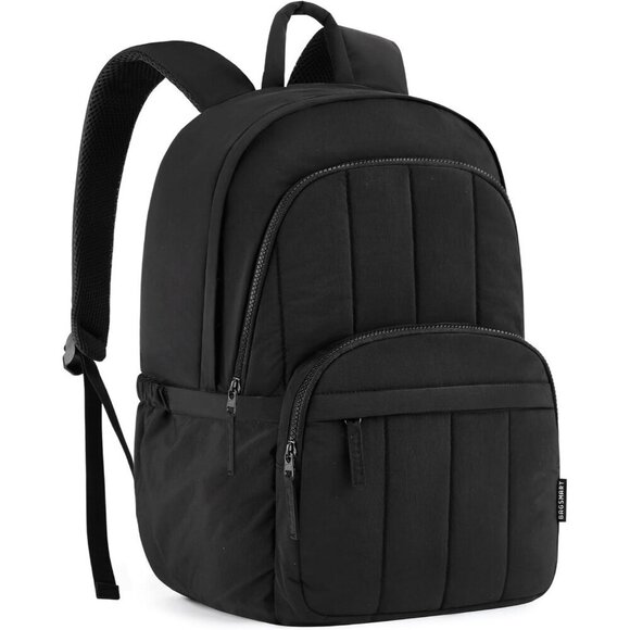 Womens Cute College Computer Bookbag Water-Resistant Puffer Black - Picture 1 of 7